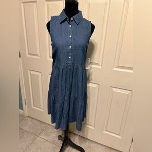 Tommy Hilfiger Sleeveless Denim Midi Dress in Blue